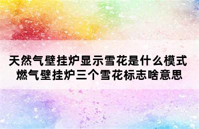 天然气壁挂炉显示雪花是什么模式 燃气壁挂炉三个雪花标志啥意思